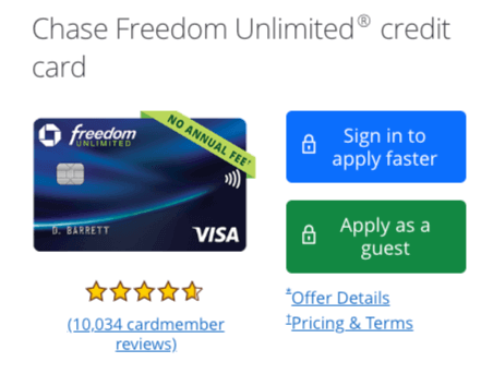 chase freedom unlimited credit card